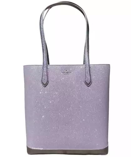 kate spade Tinsel Glitter Shoulder Tote Bag Handbag Holiday Collection 2022 (Lilac Frost)