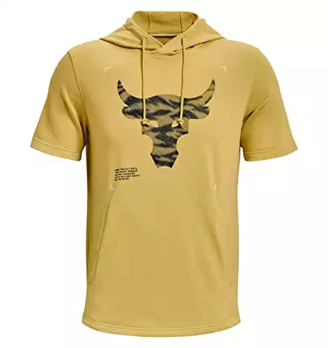 Under Armour Men's Project Rock Terry Short Sleeve Hoodie 1370465, Field Yellow / Academy-760, X-Large