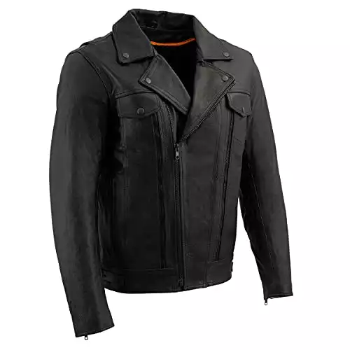 Milwaukee Leather LKM1760 Men's Black Leather Jacket with Utility Pockets - 3X-Large