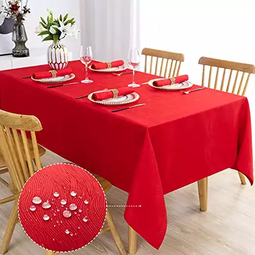 Lipo Tablecloth Jacquard Swirl Design-Waterproof Table Cloth for Rectangle Tables Wrinkle Oil Free-Outdoor Parties Dinning Table Covers Kitchen Decor Red Table Cloths Rectangle 60 X 120
