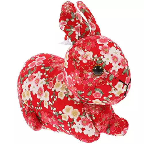 NOLITOY Year of The Rabbit Mascot Doll Plush Bunny Toys 2023 Chinese New Year Zodiac Gift Pp Cotton Stuffed Bunny Throw Pillow Year of Rabbit Ornament for Home Car Decor Red