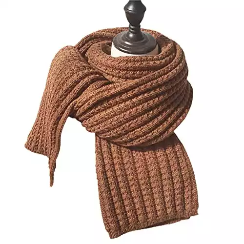 SBNM Winter Chunky Knit Scarfs Women's Thick Shawls Wrap Winter Soft Warm Long Pashmina for Outddor (Brown 175X32CM), 0