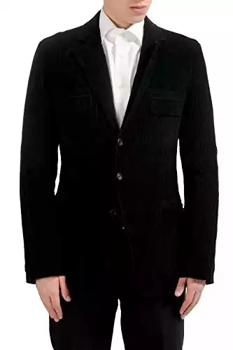 Dolce & Gabbana Men's Black Corduroy Three Button Blazer