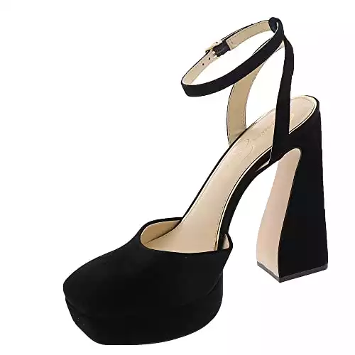 Jessica Simpson Women's Deirae Platform Ankle Strap Pump, Black, 7.5