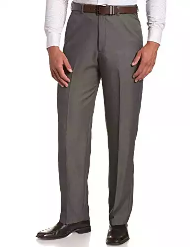 Sportoli Men's Cool Classic Fit Hidden Expandable Waist Plain Front Dress Pants - Graphite (Size 42W x 32L)