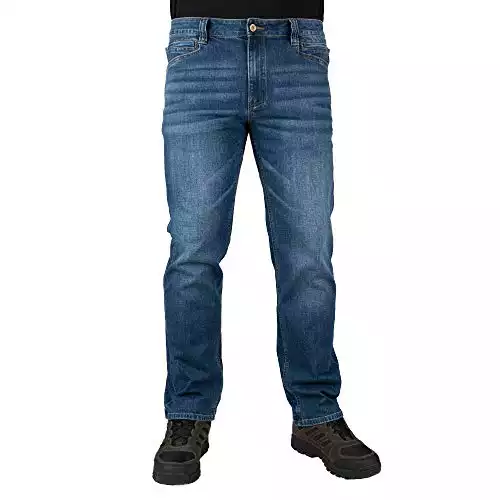LA Police Gear Terrain Flex Straight Fit Tactical Jeans for Men, Men's Jeans Straight Fit, Stretch Jeans for Men - Vintage - 36 x 32