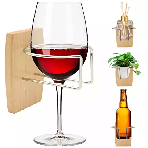 Wine Glass & Beer Holder for Bathtub or Shower