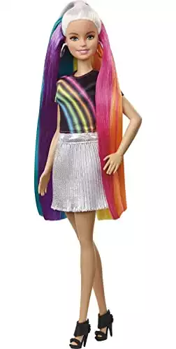 Barbie Rainbow Sparkle Hair Doll Featuring Extra-Long 7.5-inch Blonde Hair with a Hidden Rainbow of Five Colors