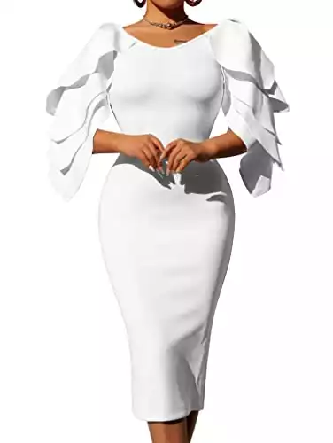 DAAWENXI Women's Elegant Ruffle Off The Shoulder Cocktail Dress White